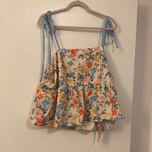 SHEIN Floral Camisole in Cream and Blue